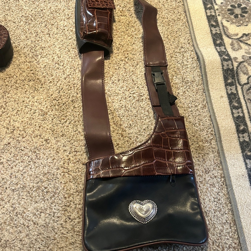 Brighton Brown and Black Messenger Bag with Adjustable Strap